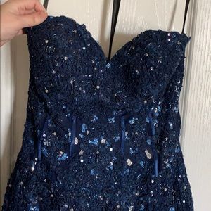 Royal blue and silver corset, mermaid prom dress
